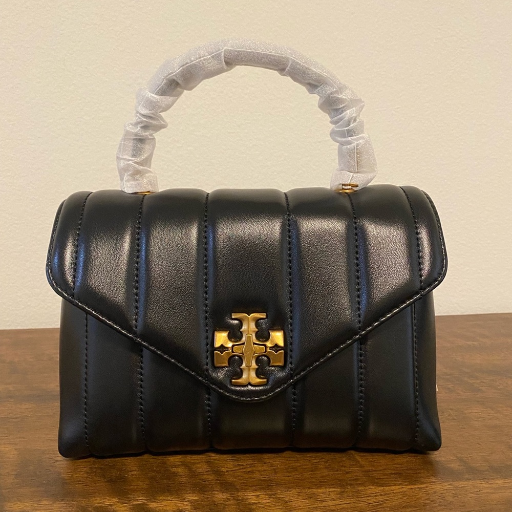 NEW Tory Burch Kira Small Top-Handle Satchel , Black Quilted